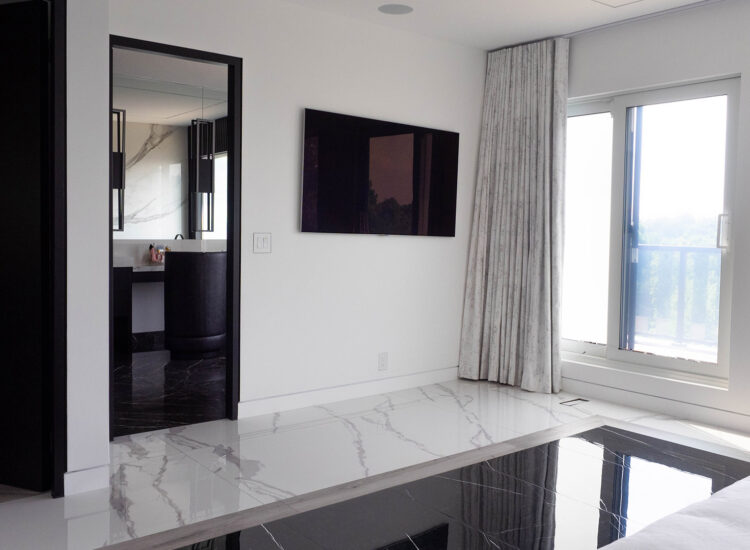 Custom construction of floor addition for extra bedrooms with marble flooring, en suite bathrooms, and balconies