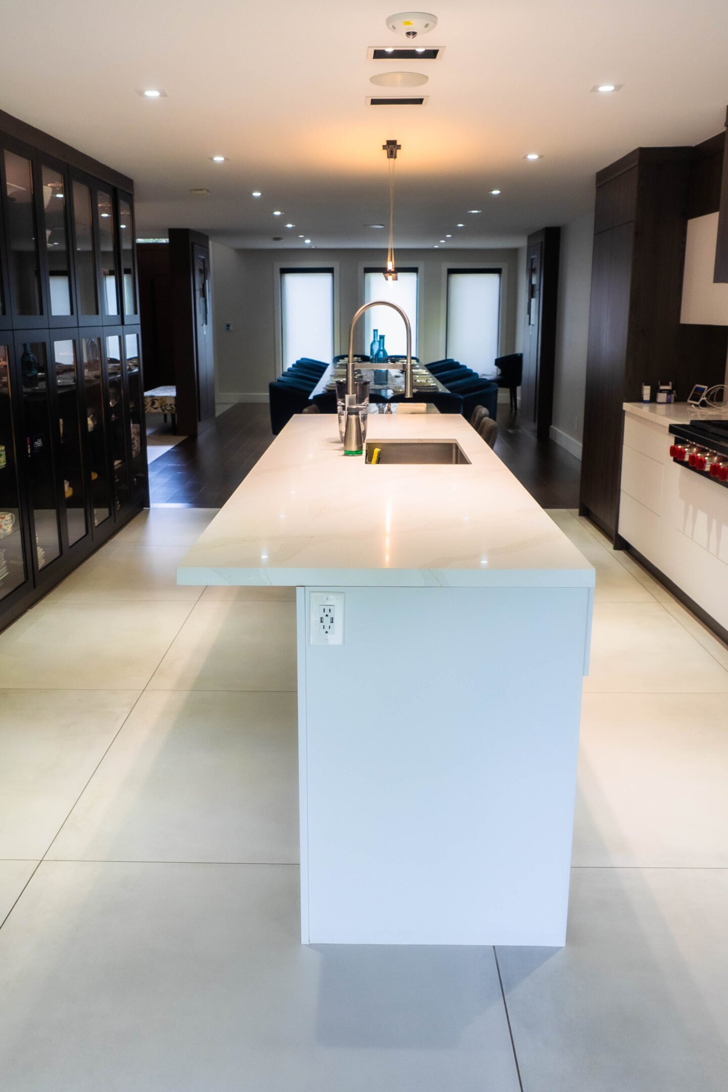 Custom white marble kitchen island