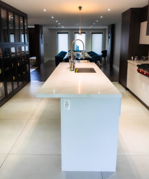 Custom white marble kitchen island
